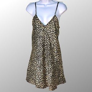 **5 for $50**VTG ANIMAL PRINT CHEMISE/ SLIPDRESS POLY SATIN "TENDER SECRETS" MED